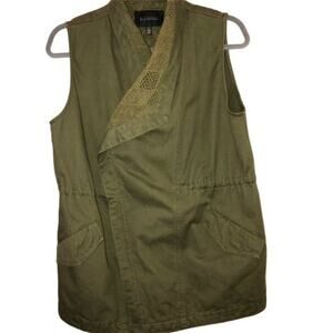 Blu Pepper Olive Green Vest Cool Days Crossover Warmth Comfy Classy Small